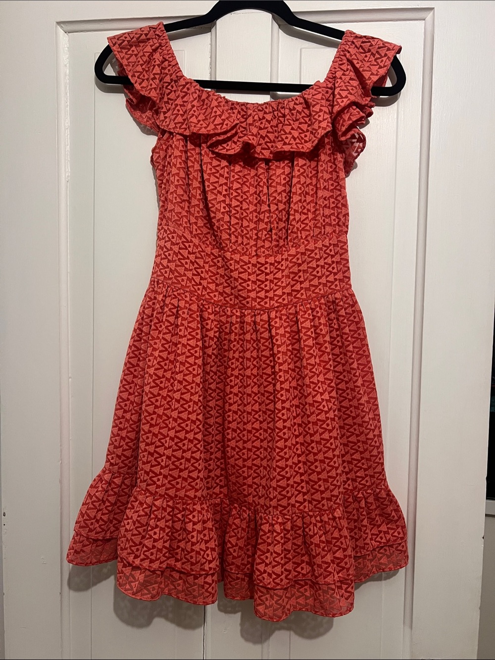 Tularosa Coral Ruffle Mini Dress - like new!